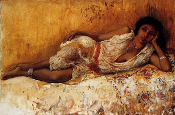 埃德溫 羅德 威尅斯 Moorish Girl Lying on a Couch: Rabat Morocco 埃德溫 羅德 威尅斯 Moorish Girl Lying on a Couch: Rabat Morocco
